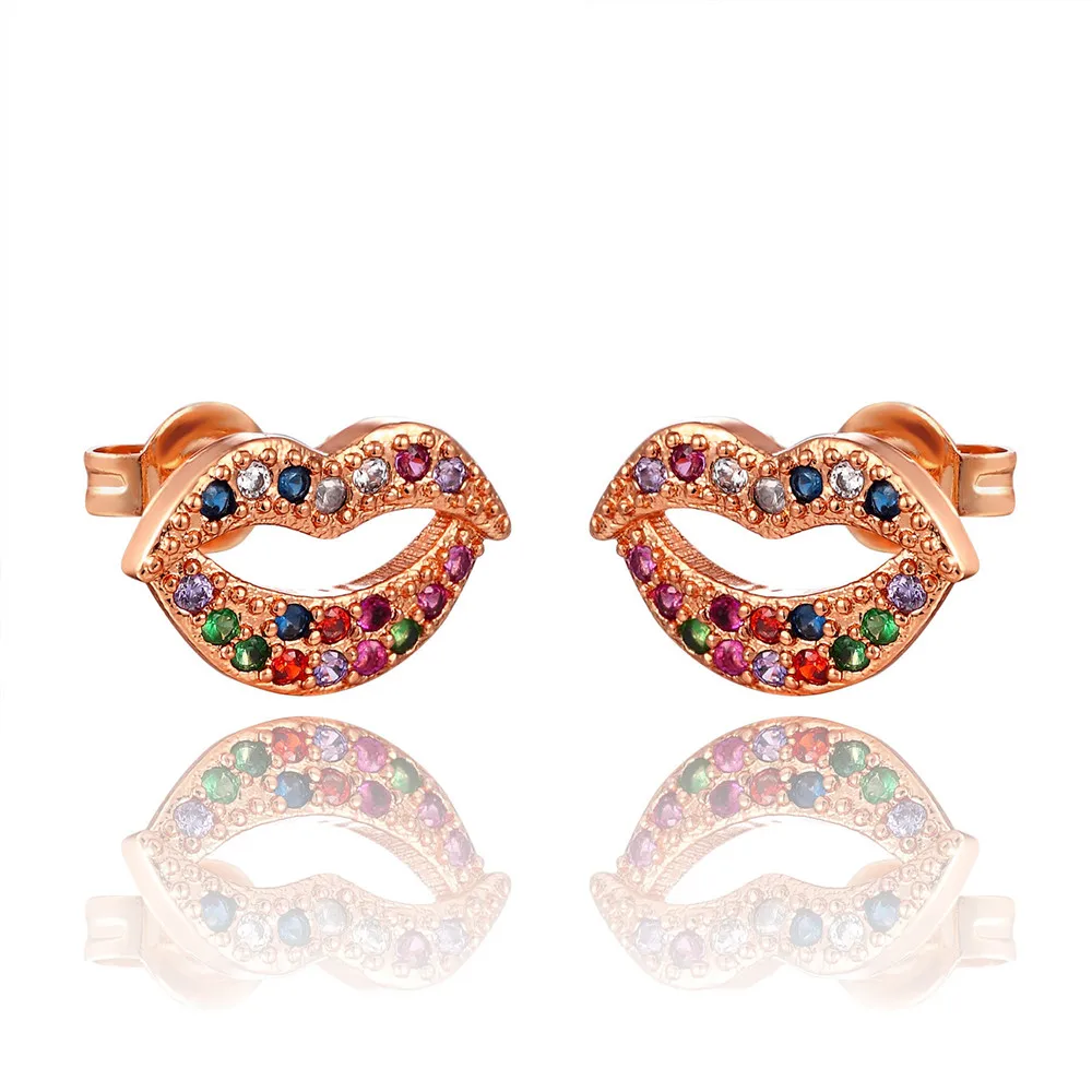Радужные циркониевые серьги золотые женские Cz улыбка круг цветок Мульти Стиль