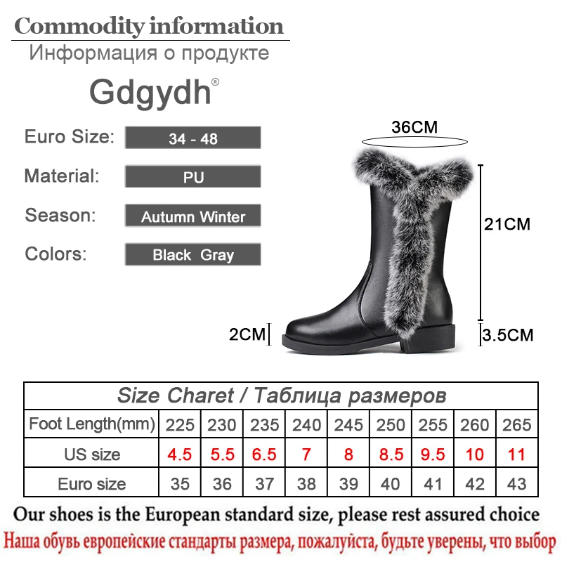 Gdgydh/женские зимние ботинки г. Новинка, теплая женская зимняя обувь на натуральном меху с плюшевой стелькой, удобная обувь на низком каблуке, большой размер 48