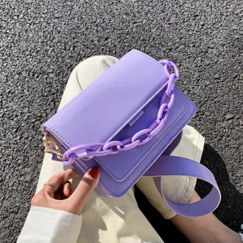 

Solid color Square Flip Crossbody bag 2020 New High-quality PU Leather Women's Designer Handbag Travel Shoulder Messenger Bag