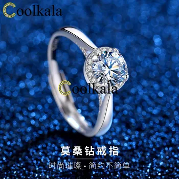 

Coolkala Four-claw round bag Mosan ring sterling silver female ring simulation Ring 1 carat Internet celebrity