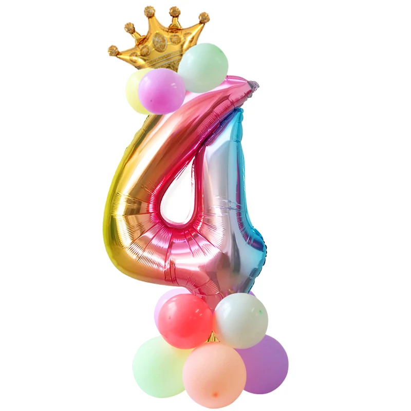 number balloon set-4 Декорации с днем рождения круглые одноразовые столовые приборы розовое золото бумажная тарелка/чашка/салфетка для дня рождения украшения детей - Цвет: number balloon set-4