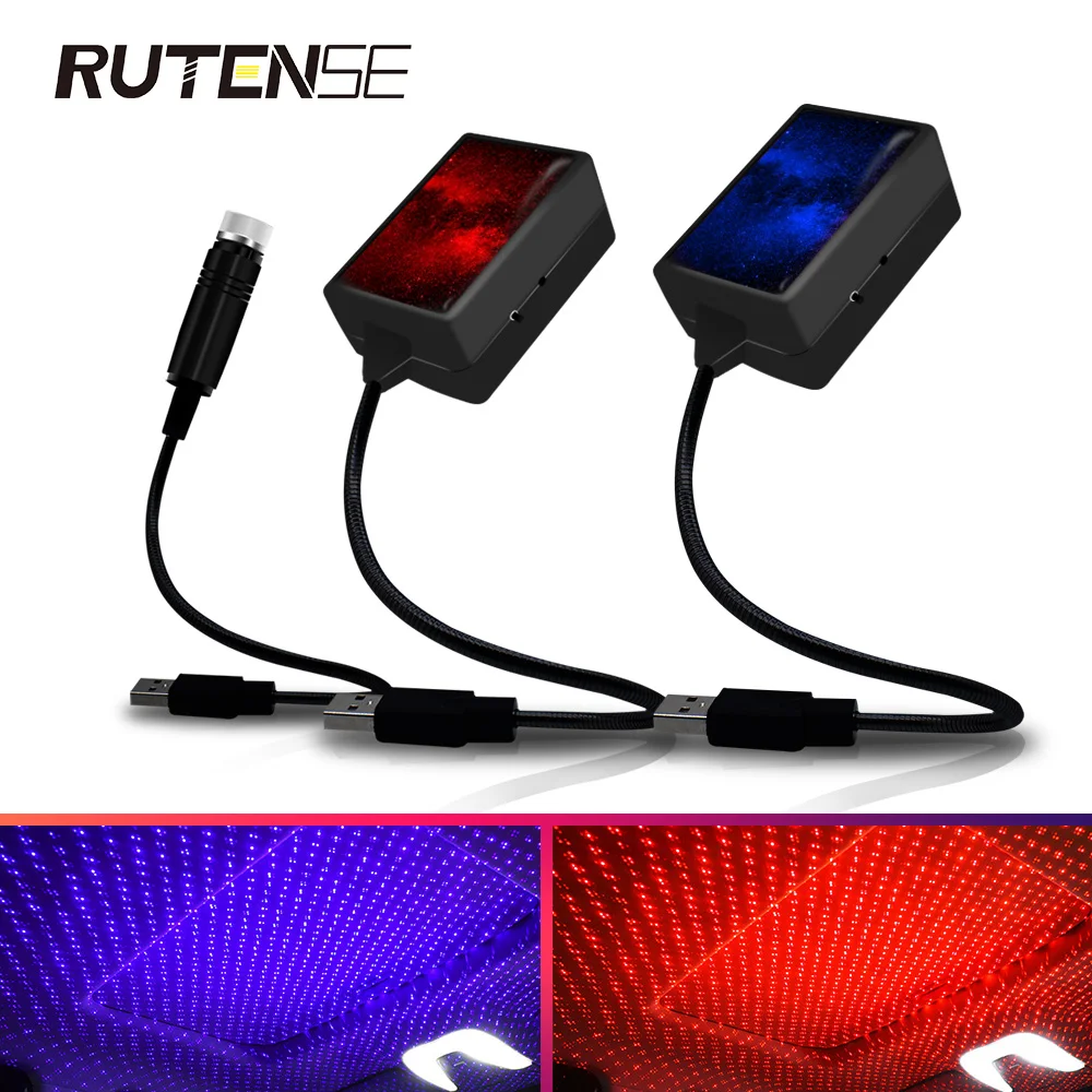 Зарядных порта USB для автомобиля led украшение атмосферная лампа крыши Звезда