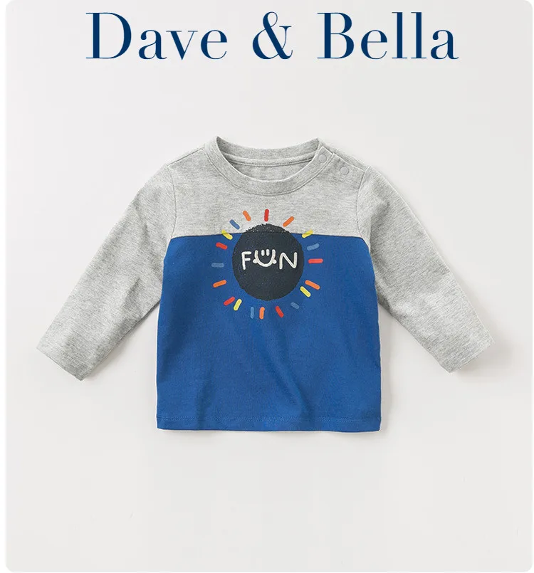 DBA10890 нижнее белье в стиле бренда dave bella/осенняя одежда для маленького мальчика, пуловер; одежда для детей; футболка с длинным рукавом для малышей высокого качества, топы для детей, футболки для девочек