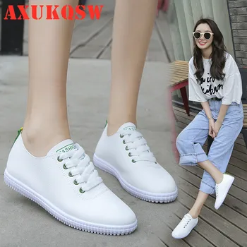 

Women Sneakers White Flat Shoes Lace Up Round Toe Casual Women Shoes Fashion Breathable Women Shoes 35-40 Student running shoes