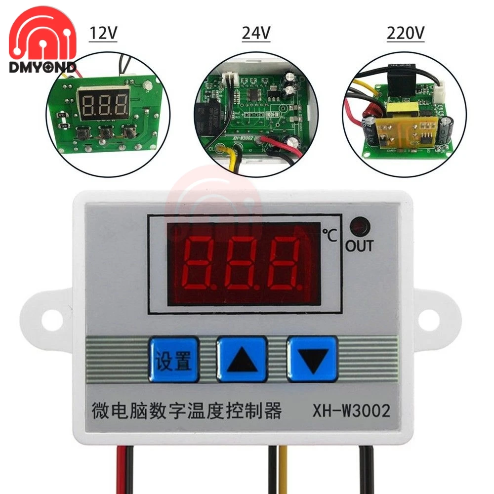 XH W3002 W3001 DC 24V Светодиодный Цифровой температурный контроллер термос