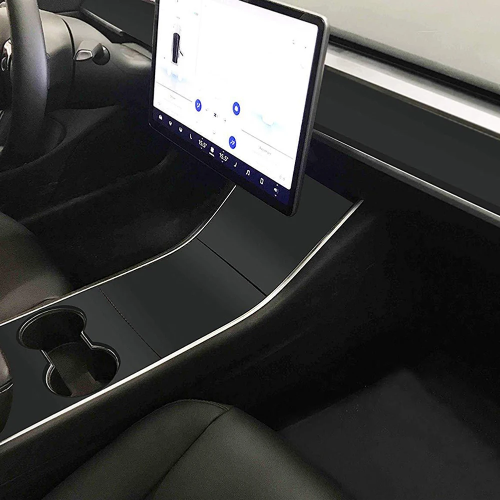 Автомобильная Центральная наклейка на консоль приборной панели виниловая пленка матовая углеродное волокно черный для Tesla модель 3 держатель стакана наклейка скребок аксессуары