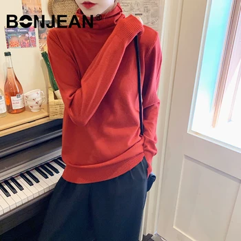 

Black Turtleneck Sweater Pullover Jumpers Ladies Korean Style Women Knitted Top Red Pink Sweater Winter Autumn Streetwear Z007
