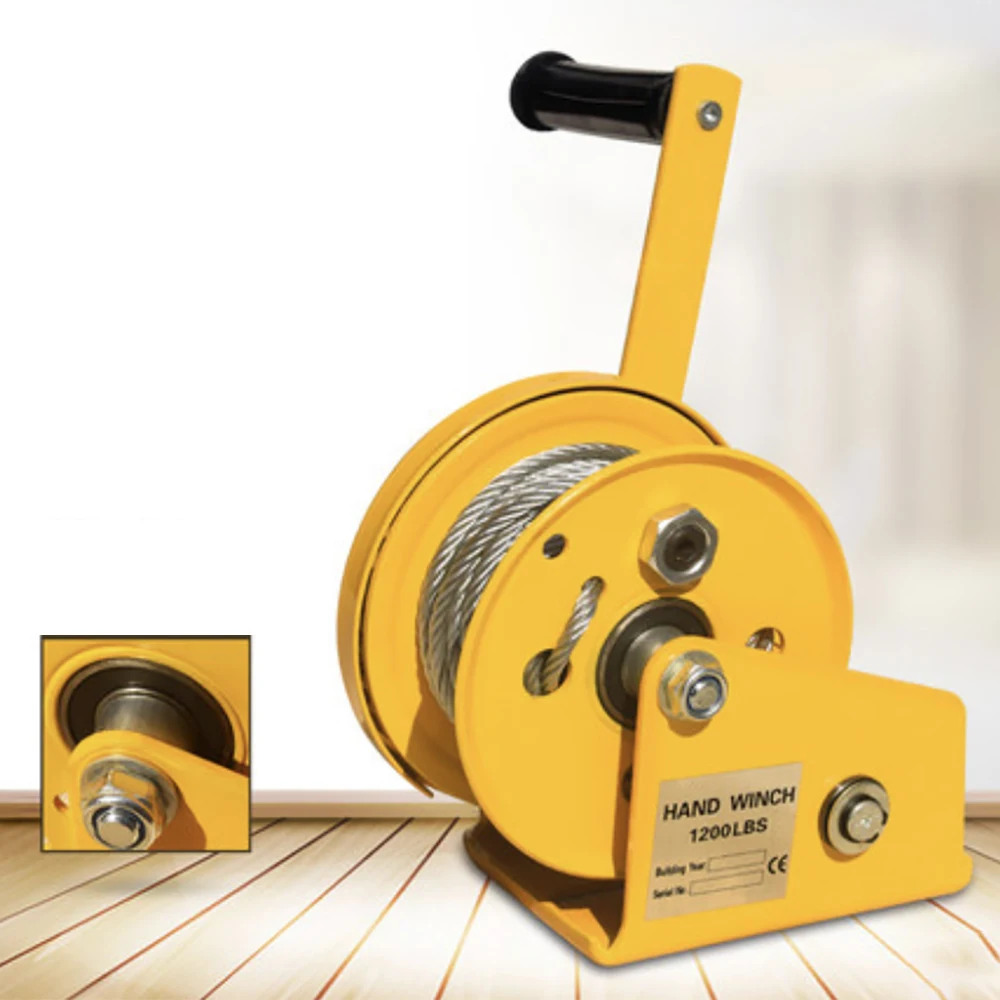 1200LBS SelfLocking Hand Winch Stainless Steel Boat Windlass Truck Auto Manual Lifting Hoist