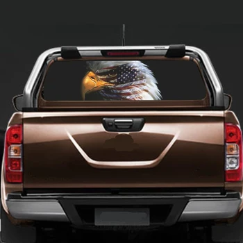 

165x56CM Pickup Rear Window Graphic Decal AMERICAN FLAG EAGLE face Waterproof for Truck SUV Car