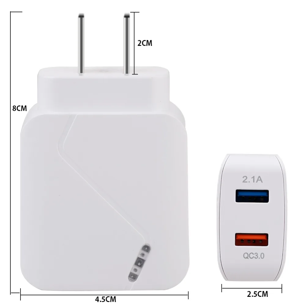 Быстрое зарядное устройство USB со светом 3,0 18 Вт QC 3,0 быстрое зарядное устройство для мобильного телефона зарядное устройство для iPhone samsung S10 huawei Xiaomi