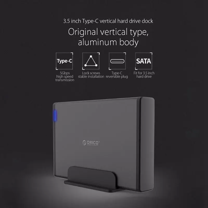 FFYY-Orico 7688C3-Bk 3,5 дюймов Тип-C Hdd чехол Sata Usb 3,1 Ssd док-станция для хранения коробка высокого Скорость Внешний жесткий Dragative