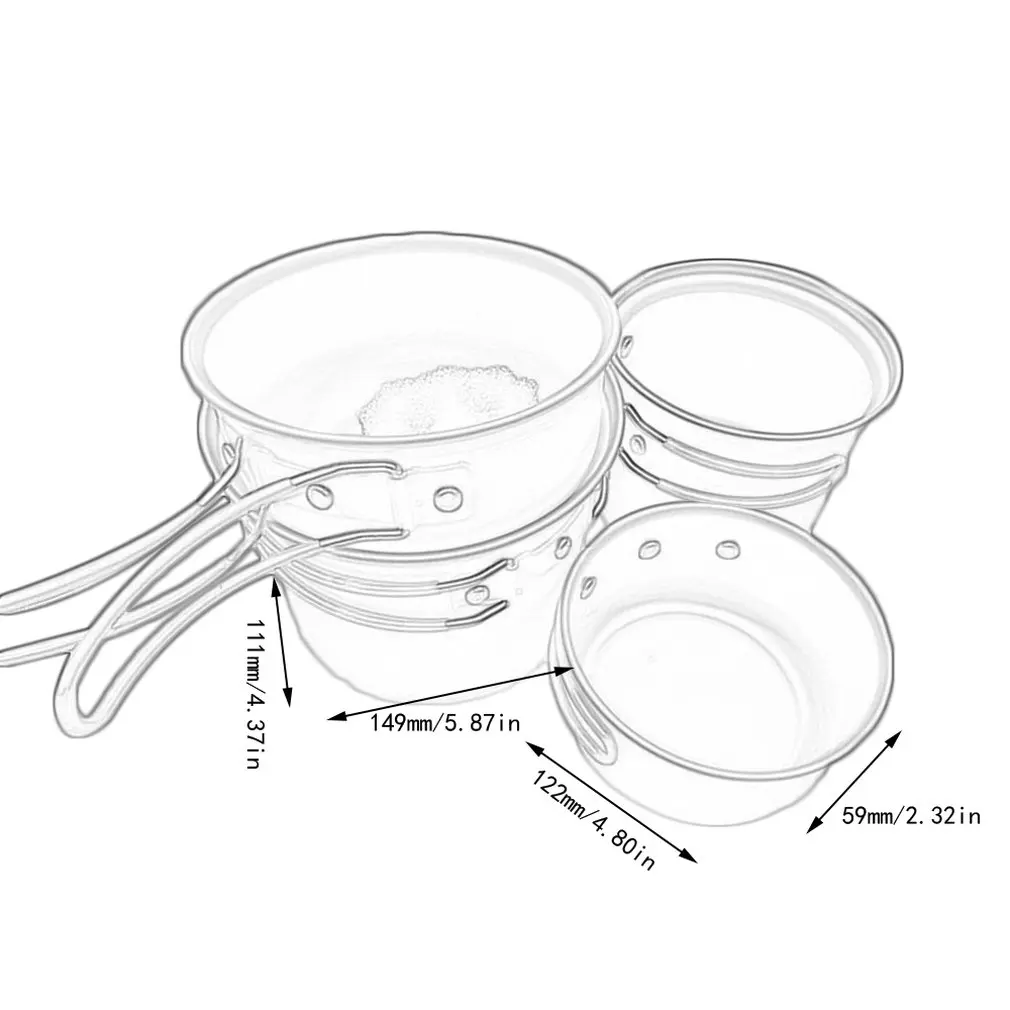 Double Set Cup 1-2 People Camping Barbecue Set Pot Camping Tableware