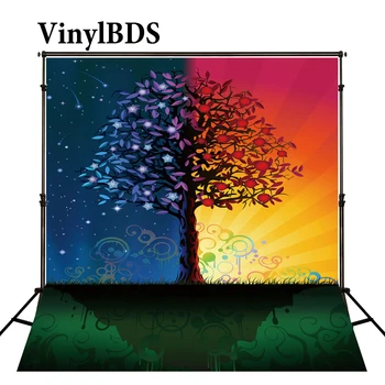 

VinylBDS Tree Background Photography Star Sky Meteor Music Symbol for Children Party Photo Studio Backdrop Photocall Wedding