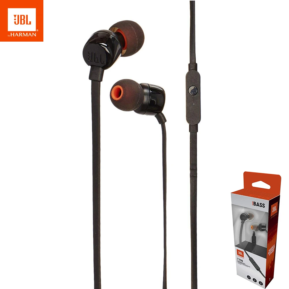Проводные наушники-вкладыши JBL T110 3 5 мм стереонаушники с глубокими басами для
