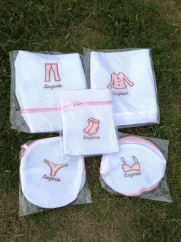 

5PCs/set Japanese Embroidery Fine Mesh Thickening Laundry Bag Suit Bra Underwear Dedicated Washing Bag Machine Wash Net Bag