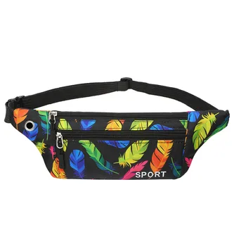 

women men Oxford waist bag fanny pack Printed Outdoor Waterproof Multi-function Feather sports Chest Bag sac banane femme nerka