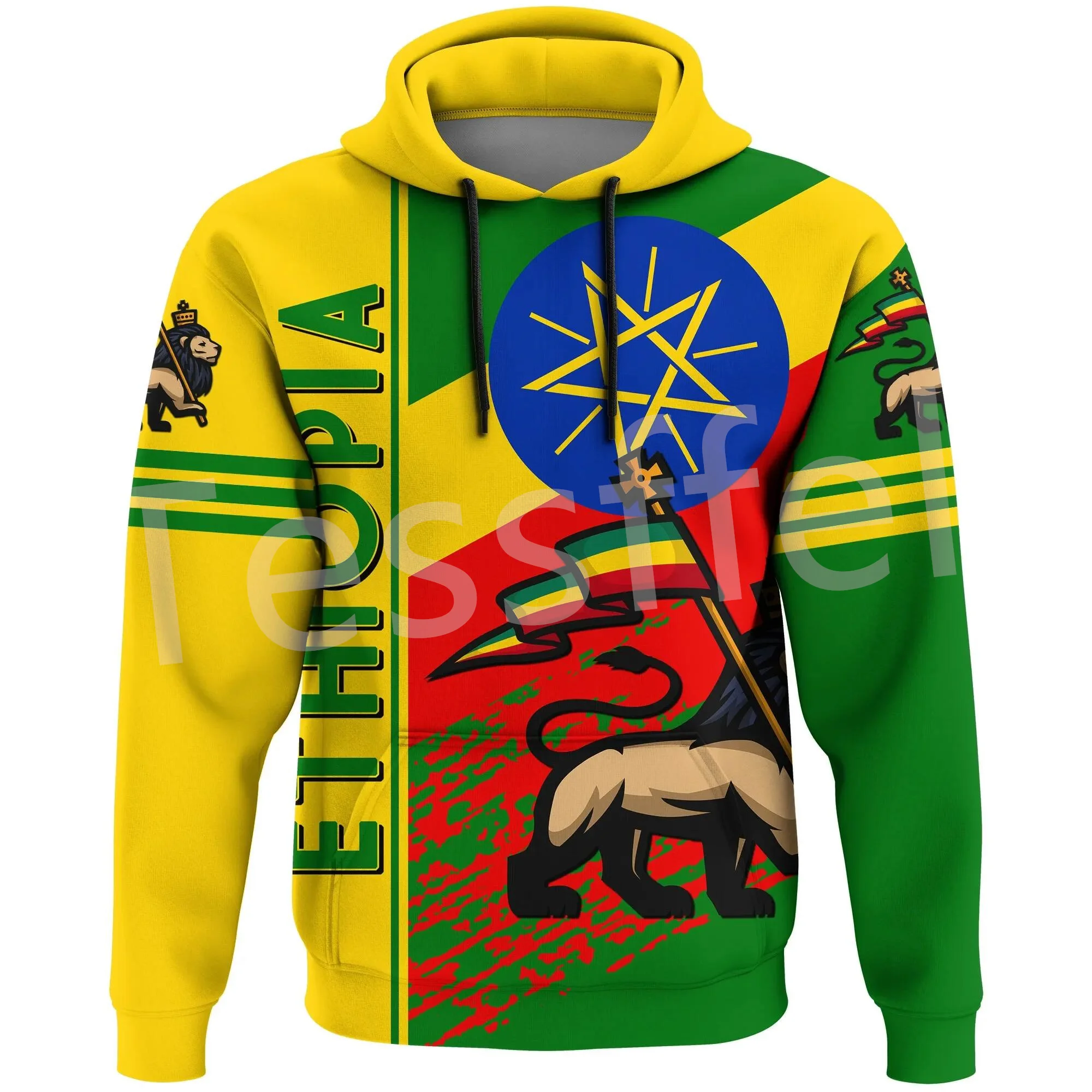 Tessffel Newest Ethiopia County Flag Africa Native Tribe Lion Pullover Tracksuit 3DPrint Mens/Womens Harajuku Casual Hoodies A22