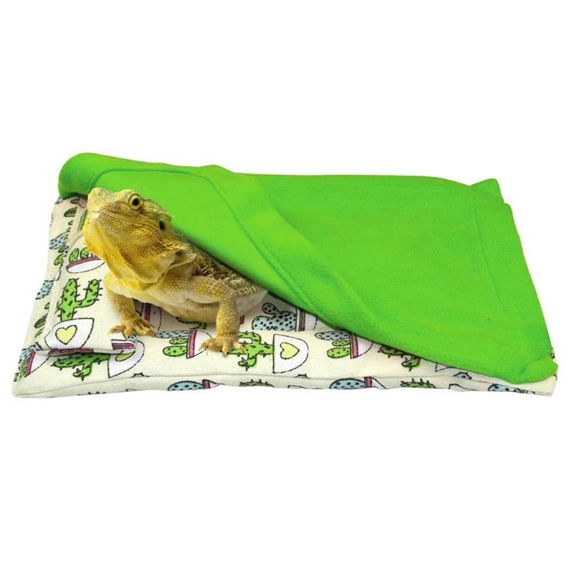 Reptile Sleeping Bag with Detachable Pillow Fixed Blanket Comfortable Sleeper for Bearded Dragon Leopard Gecko Lizard