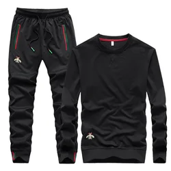 Survêtement deux pièces brodé à la mode pour hommes, col rond, à manches longues, décontracté, survêtement, Streetwear, Gym, automne, 2021 