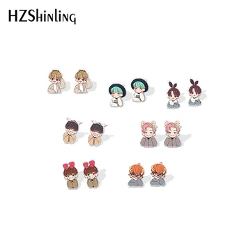 

2019 Kpop Male Group Cartoon Acrylic Earrings Jikook Shrinky Dinks Earrings Cartoon Resin Epoxy Sweet Earrings