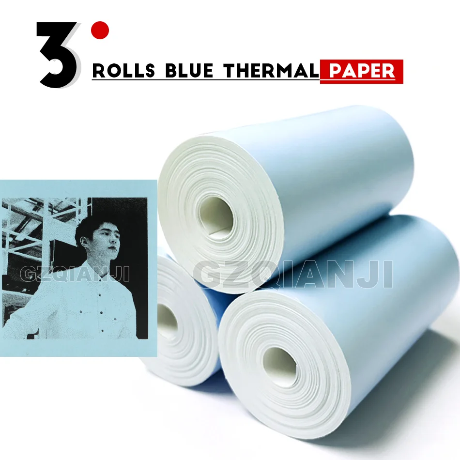3 Rolls Blue Paper 57x30 мм Термочувствительная бумага термальная фото получить бумажные наклейки бумага для GZM5804 Peripage фотопринтер(обратите внимание только бумага/чехол - Цвет: 3 Rolls Blue Paper