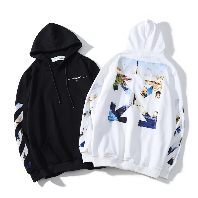 Картина маслом arrow 19ss Off-White OW мужчины/женщины влюбленные пары Осень Зима Повседневная хлопковая толстовка худи свободный жакет с капюшоном