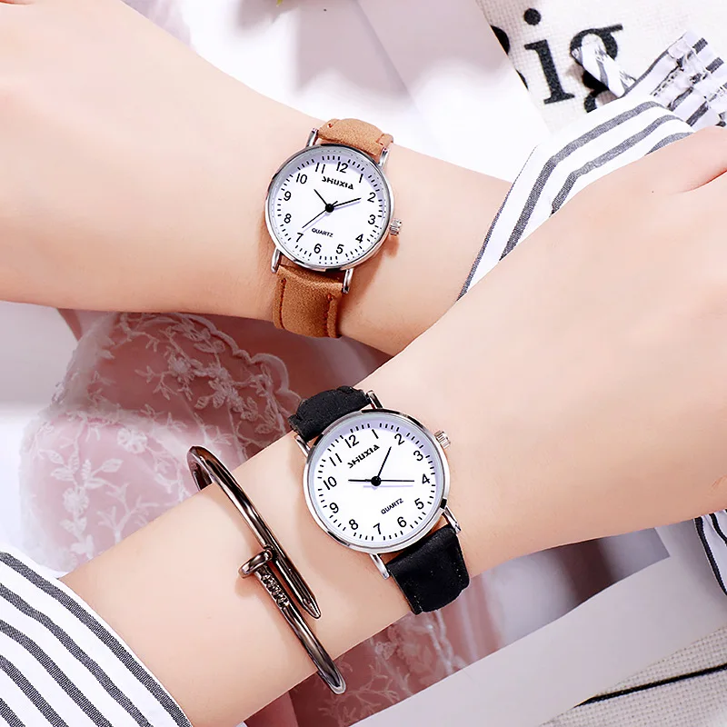 Женские Роскошные Кварцевые наручные часы Reloj Mujer, повседневные женские часы с кожаным ремешком, Модные Аналоговые женские часы под платье, черные часы