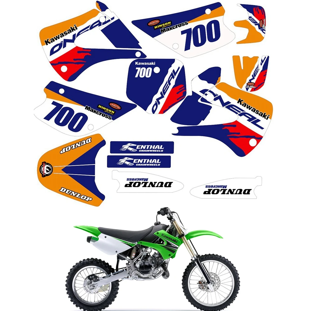 

For KAWASAKI KX85 KX 85 2001 - 2013 Graphics Decals Stickers Custom Number Name 3M Full Motorcycle Backgrounds Accessories