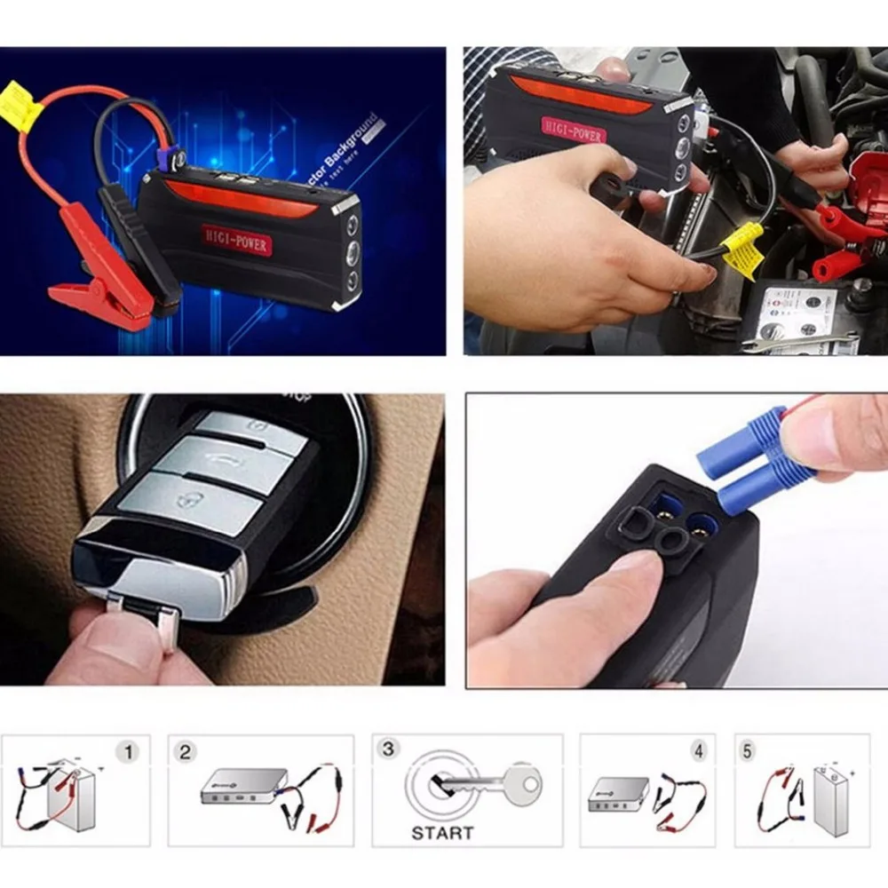 Автомобильный стартер Портативный 4 USB автомобильный блок питания перезаряжаемый блок питания Многофункциональный аккумулятор высокой мощности аксессуар