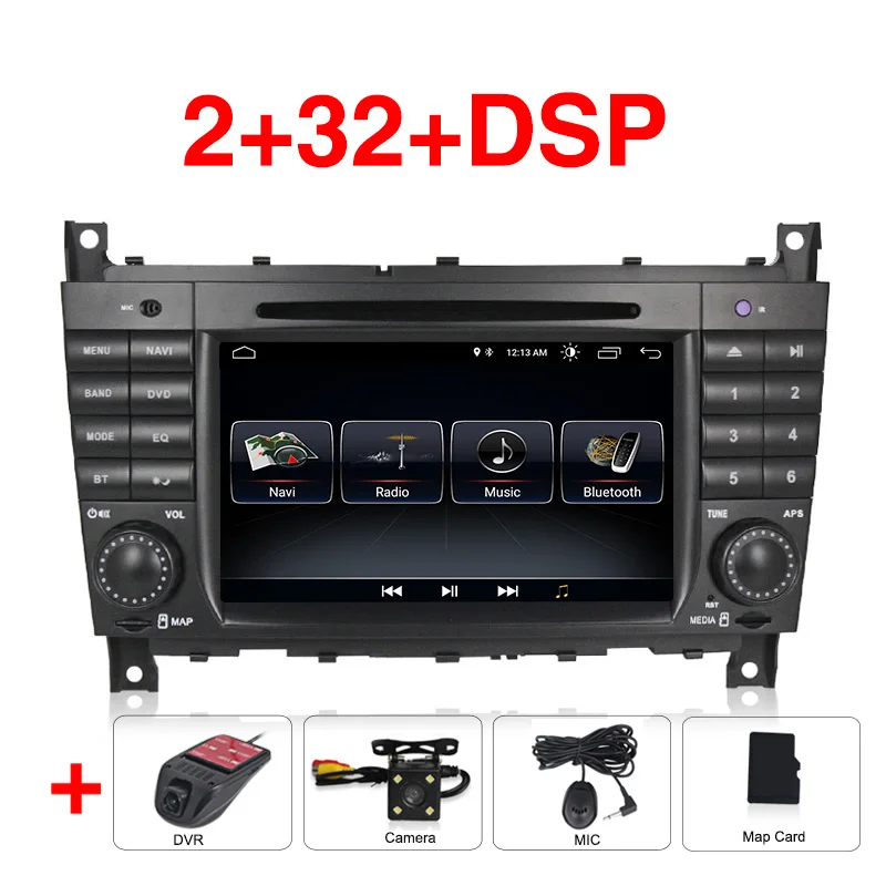 32G " HD 1024x600 четырехъядерный Автомобильный DVD Android 9 для Mercedes/Benz C Class W203 c200 C230 C240 C320 C350 CLK W209 gps РАДИО WiFi - Цвет: 32G
