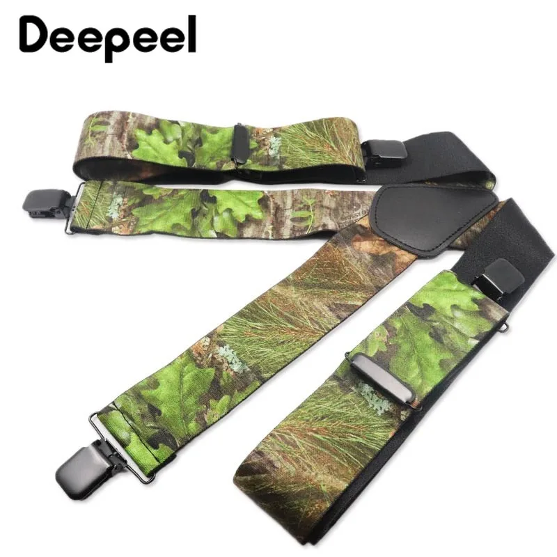 Deepeel, 5 см* 120 см, мужские широкие камуфляжные эластичные ремни, четыре зажима, подтяжки, мужские повседневные штаны, уличные аксессуары, YK625