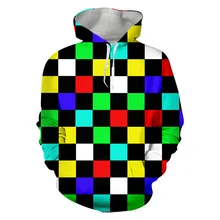 

College Style 3d Hoodie Colorful Squares Printed Men's Hooded Sweatshirts Casual Anime Pullover Funny Oversized Men's Clothing
