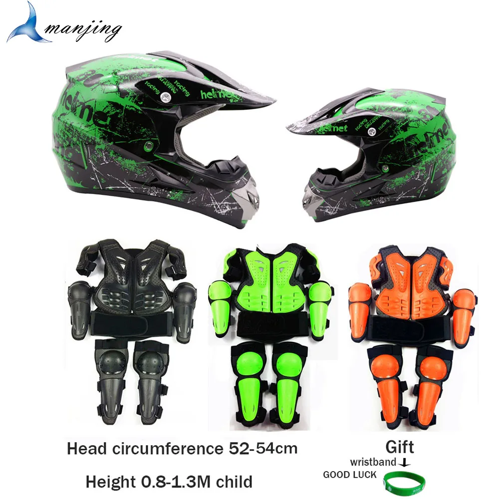 Children Safety Vest Armor Motorcycle Equipment Cycling Baby Head protector 52-54cm helmet Scooter full body armor LL