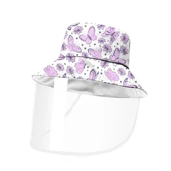 

Multi-function Protective Bucket Hat Cute Butterfly Pattern Women Anti-dust Fishing Hats With Face Cover Girls Kapelusz Rybaka