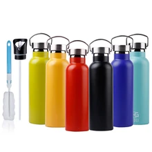  350/500/750ml Water Bottle Sports Flask Travel Mug 12/17/25oz 18/8 Stainless Steel 2-Wall Wide Mouth Insulated Vacuum Multi-Lid 
