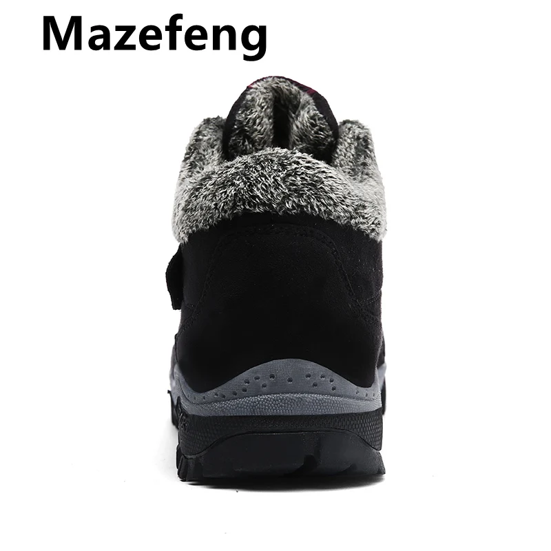 Mazefeng/зимняя обувь; мужские зимние ботинки; нескользящие мужские ботинки; большие размеры; теплые плюшевые зимние ботинки; Мужская Рабочая обувь; большие размеры 35-46