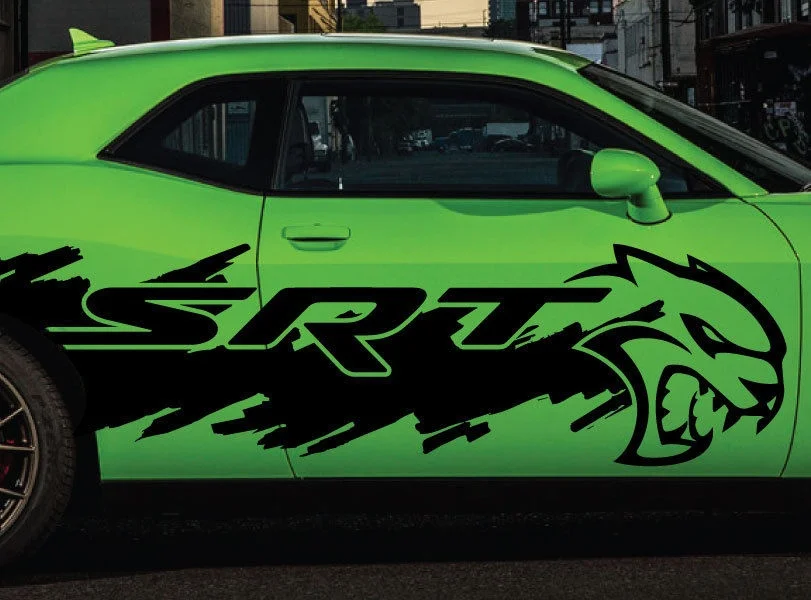 Для 2xDodge Challenger зарядное устройство SRT Hellcat Splash Grunge Hell Cat виниловая наклейка Графический автомобильный Стайлинг