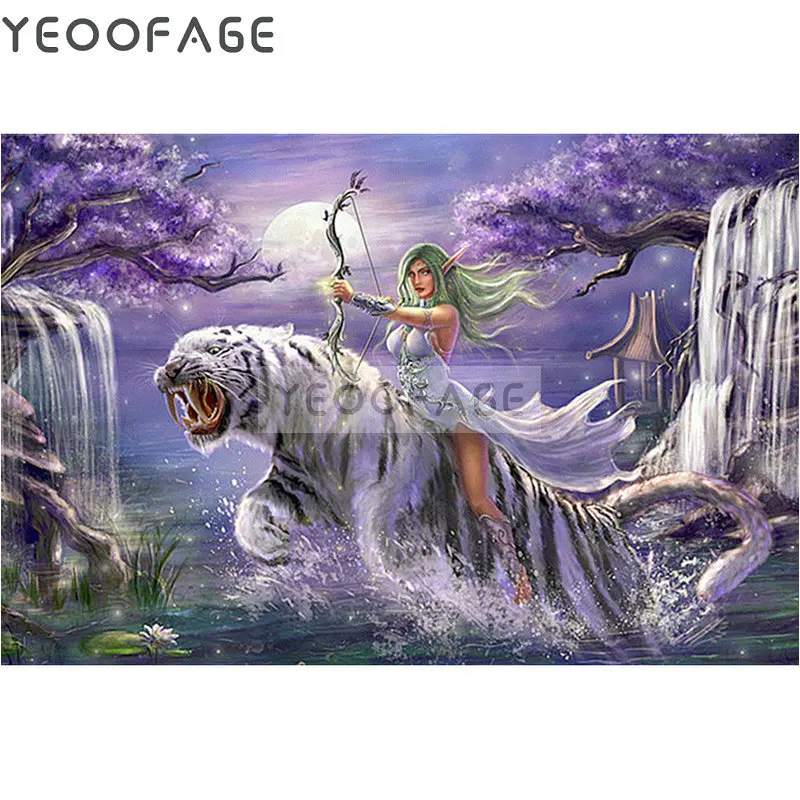 

2019 NEW Full DIY Diamond Painting Cross Stitch Kits Square 5d Diamond Embroidery Rhinestones Elf,tiger Diamond Mosaic Crafts