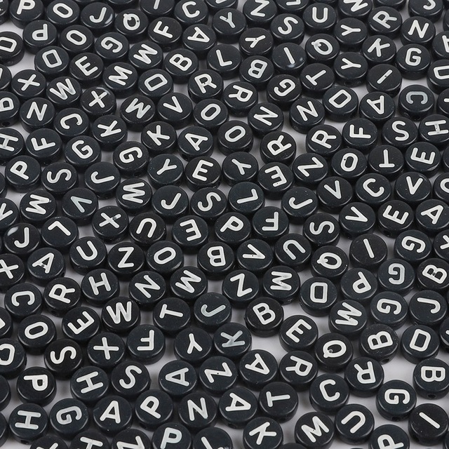 Round Mix Color Acrylic Letter Beads for Jewelry Making Kid Diy Material Loose Spacer 4*7mm