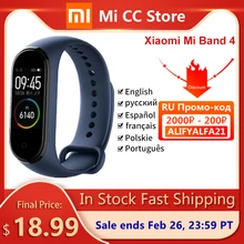 В наличии умный Браслет Xiaomi Mi Band 4 активно-матричные осид экран монитор сердечного ритма фитнес-трекер Mi 4 Bluetooth5.0 водонепроницаемый 5 цветов ...