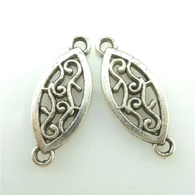 10 flower Round connector charms antique silver tone Pendants Earrings Findings