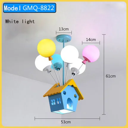 Детская комната люстра Мультфильм Креативный цвет горячий воздух подвеска в виде шара лампа спальня лампа для детской комнаты светодиодный Кулон в виде домика лампа - Цвет корпуса: White Light