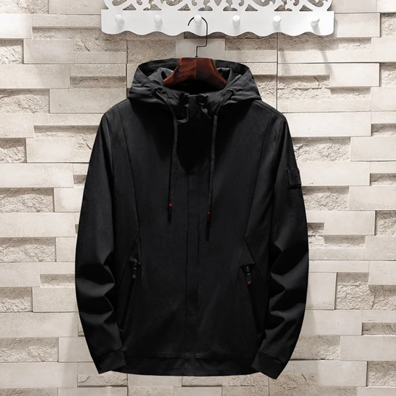 Мужские высокие куртки в уличном стиле с капюшоном плюс размер 5XL 6XL 7XL 8XL пальто на молнии Простые Спортивные куртки осенние свободные куртки Красный 56