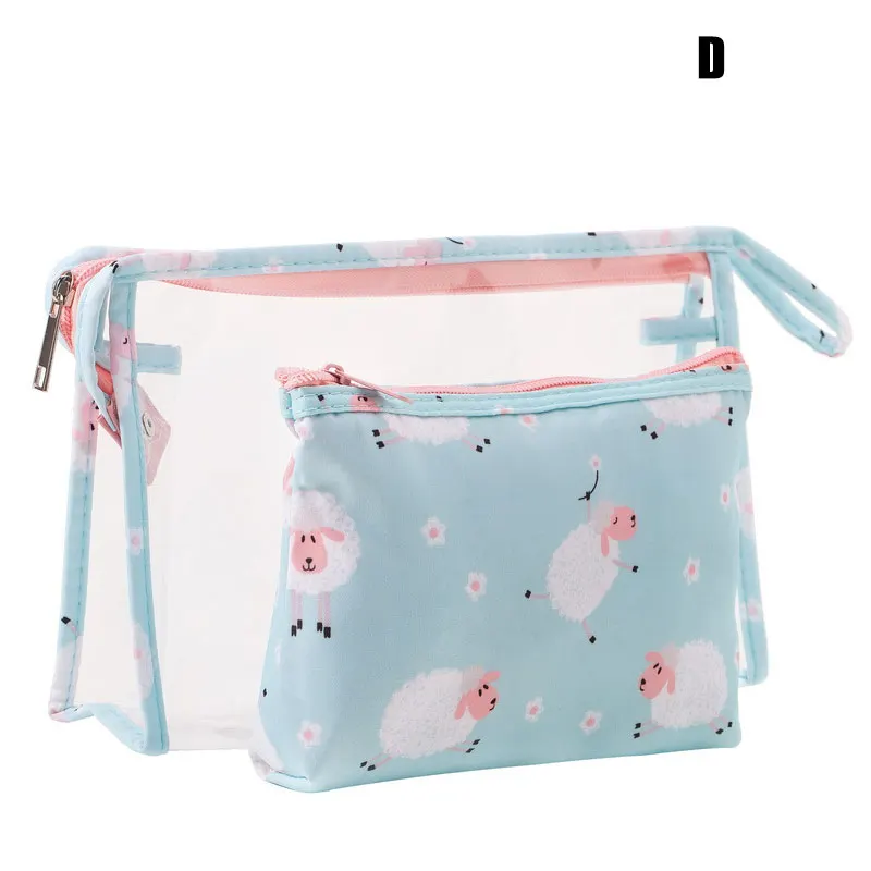 2pcs Portable Travel Cosmetic Bags Makeup Organizer Large Capacity Printed Toiletry Pouch Purse Best Sale-WT