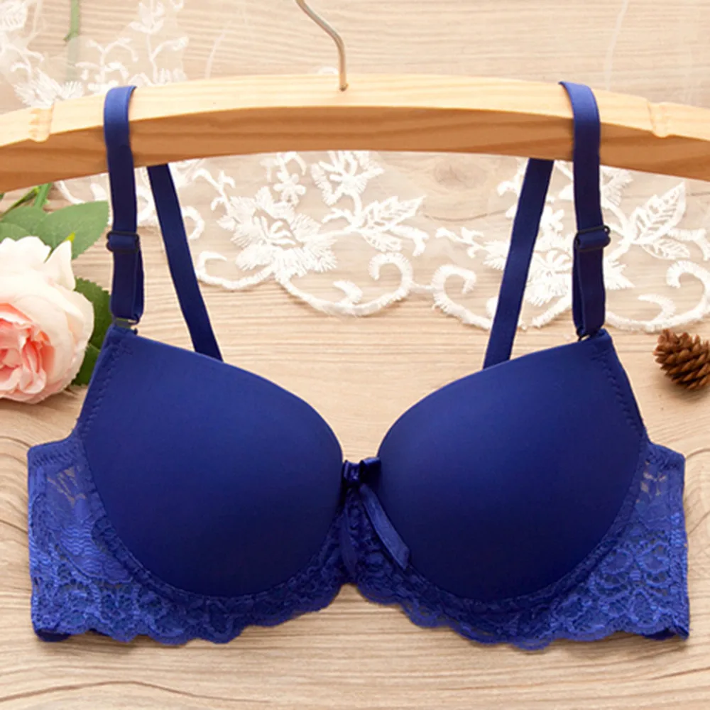 Sexy Lace Bra Women Solid Push Up Bra Lace Push up Breast Underwear Adjustment Push Up support Bra Lingerie Size 34-38@28