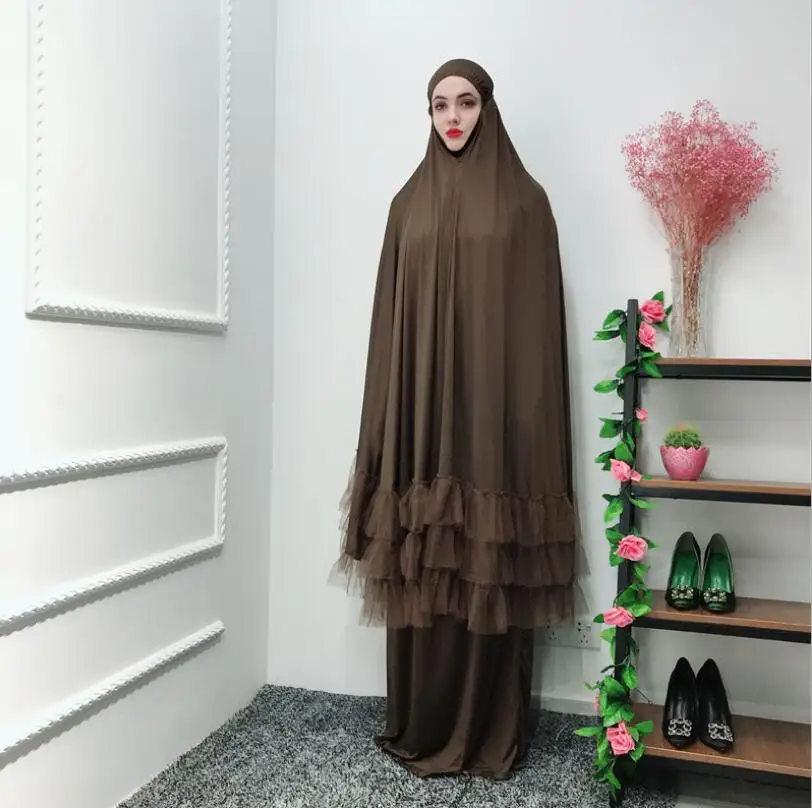 9 Большие размеры, элегантная одежда для поклонения eid, скромная одежда, 2 предмета, hijabs, Дубай, абайя, платье, Халат+ юбка, мусульманское платье для молитвы - Цвет: 9