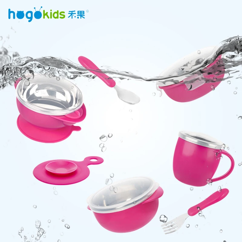 Hogokids Dish Set of Children's Dishes Stainless Steel Bowl Children's Tableware for Feeding Baby Feed Bowl Dinnerware 6 of set