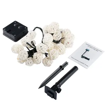 

Rattan Ball 30 LED Solar String Lights Fairy Light Waterproof Light String for Outdoor Holiday Christmas Party Decoration