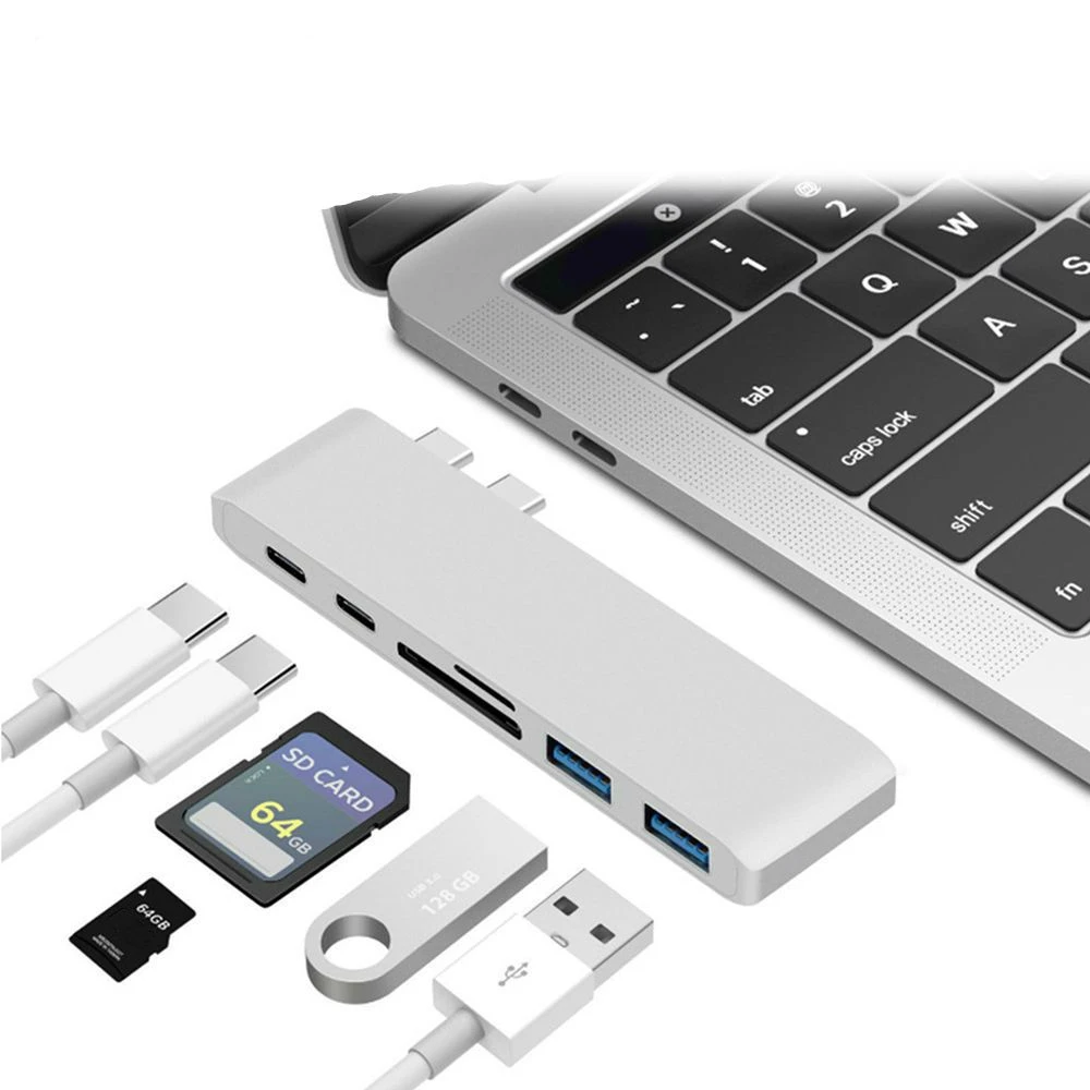 6 в 1 type C концентратор HDMI адаптер для Macbook Pro Mac ПК ноутбука считыватель карт