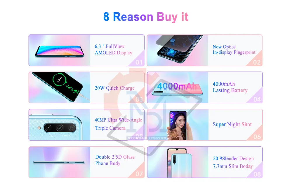 Мобильный телефон Honor 20 Lite, 6,3 дюймов, 4 Гб+ 64 ГБ, Восьмиядерный процессор Kirin 710F, Android 9,0, МП, смартфон с отпечатком пальца